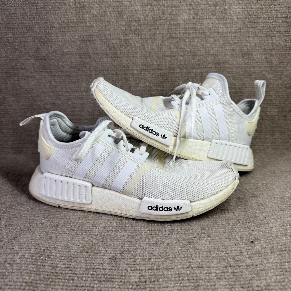 Adidas NMD R1 Womens 6 White Running Sneakers FW0432 Athleisure Gym Shoes